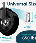 Heavy Duty Office Chair Wheels Replacement 5 Pack Glide Like Butter Polyurethane Casters With Steel Core Ball Bearings showing 3-inch wheel design.