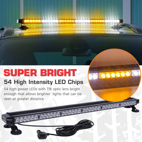 37.5 Inch 78 Led Strobe Light Bar Built Like A Tank With Slap And Go Magnetic Mount Amber And White Warning Flash Beam For Cars Trucks High Visibility Day And Night Vehicle Safety Beacon