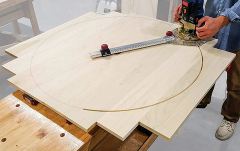 Adjustable Circle Cutting Guide Set Featuring Built Tough Metric And Imperial Scales For No Sweat Precision Cutting With Top Shelf Inside Outside Router Templates For Custom Woodworks