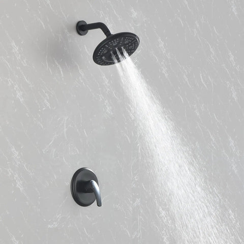 Matte Black Shower System With Anti Scald Valve And 6 Spray Head, Full Shower Faucet Set With Handle, cUPC Certified