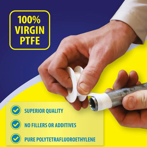 Applying Pro Grade PTFE Thread Seal Tape Half Inch by 260 Inch for Plumbing and Water Lines, Leak Proof Seal, High Density.