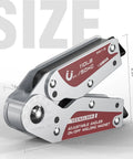 Industrial Grade Adjustable Angle Welding Magnet With 110lb Holding Power 20 To 200 Degree Magnetic Holder, size details shown