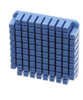 Durable Blue 3 8 Inch Push Block Replacement For Easy Chopper Iii Fruit And Veggie Cutter side view showing textured surface.