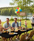 Six Pack Rectangle Picnic Table Cloth With Elastic Fitted Edge Waterproof Spillproof Polyester Table Cover For Indoor Outdoor Use 30x72 Inches Black Great For Camping Patio And Events covering outdoor dining table by a lake
