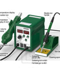 2 In 1 Hot Air Rework Station With LED Display Soldering Iron Lead-Free Desoldering Tool SMD Repair Soldering Combo