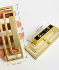 Gold Brushed Copper Finish Cabinet Handles Set Of Six 100mm Long 32mm Wide 20mm Thick Double Hole 32mm Center To Center Zinc Alloy Pulls With Auspicious Chinese Patterns