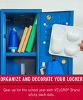 Heavy Duty Adhesive Hook And Loop Dots For Smooth Surfaces Medium Black 3/4 Inch Circles 200 Pack on locker organizing items.