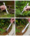 Stainless Steel Three Prong Root Rake For Bonsai Soil Aerator Potted Plant Oxygenator Weed Removal Tool 200mm Silver