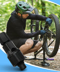 Biker using Two Pack Bike Crank Puller Tool For Square Taper And Splined Cranks during maintenance in nature.