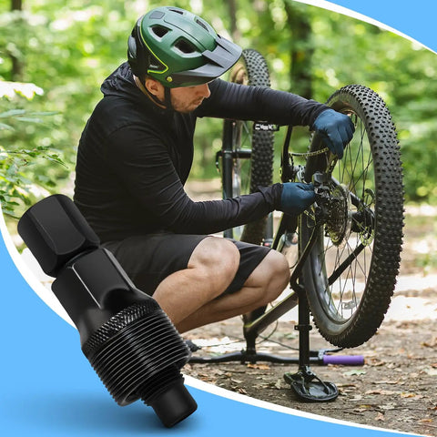 Biker using Two Pack Bike Crank Puller Tool For Square Taper And Splined Cranks during maintenance in nature.