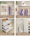 Slick Modular Closet Organizer System With Hella Flexible Span Up To Nine Feet three solid drawers and adjustable shelves for organization.