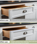 Before and after images of Heavy Duty Cabinet Door Protectors For Kitchen Cabinets 3/4 Inch Thick, showing damage prevention.