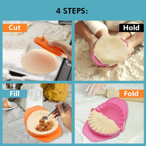 4 steps using Set Of 3 Dough Press Molds 4 Inch 5 Inch 6 Inch Plastic Pastry Shaper For Dumplings Hand Pies Ravioli Pierogi
