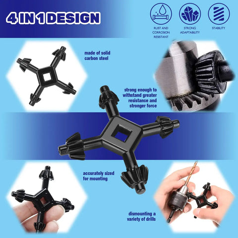 Dude, Check This Out! Premium Universal 8 Piece Drill Chuck Key Wrench Set. 4-in-1 design made of solid carbon steel.