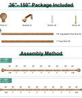 Imitation Wood Grain Ball Curtain Rod Set With Brackets Built Tough 1 Inch Adjustable Drapery Rods For Windows 36 To 150 Inches