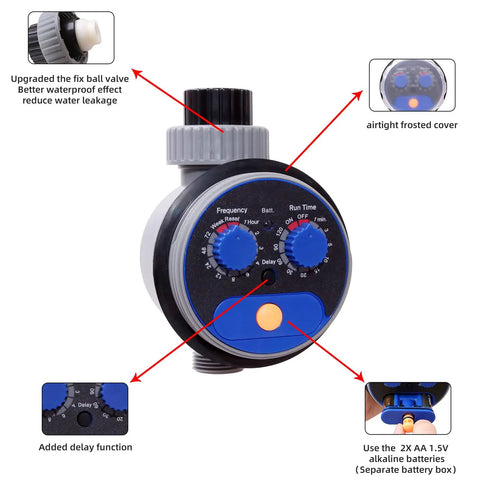 Sprinkler Water Timer For Outdoor Lawn And Garden, Programmable Hose Timer With Auto Manual Rain Delay, Zero Pressure Waterproof
