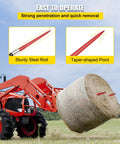 Beefy 39 Inch Hay Bale Spear With 3000 Lbs Capacity Quick Attach Square Hay Bale Fork For Buckets And Tractors Red Coated Steel