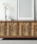 17.71 In By 118 In Distressed Wood Plank Peel And Stick Wallpaper on cabinet doors for a rustic shiplap look