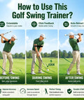 Golf swing demonstration with Pop Feedback Retractable Golf Swing Trainer With Click Timing Feedback And Tempo Stick For Right Handed Golfers