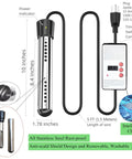 Powerful 1500W Immersion Water Heater For Buckets Or Tubs With Built In Timer And Auto Off Stainless Steel Design