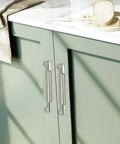 Heavy Duty 10 Pack Six Inch Hole Center Cabinet Pulls Polished Nickel Zinc Alloy Handles on green kitchen cabinet