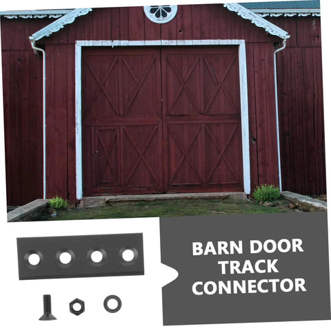 Sliding Barn Door Track Connector Set Replacement Mending Plates for Durable Barn Door Hardware, shown with barn doors.