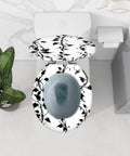 Toilet Seat Round Resin for Bathroom, floral design, top view, fitting standard toilets, 14.5" x 16.5" size.