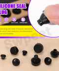 Close-up of silicone seal plug from 70Pcs Rubber Silicone Push In Bumpers Feet Kit With Ridged Stem For 3mm To 8mm Holes.