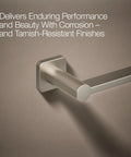 Parallel 18 Inch Towel Bar In Vibrant Brushed Nickel Finish For A Cool Modern Bathroom Vibe Durable Stainless Steel Wall Mounted Towel Holder With Clean Lines And Everyday Convenience, showcasing corrosion resistance.