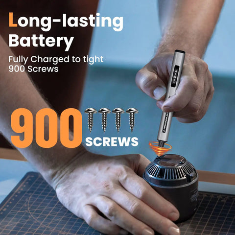 Using Cordless Precision Screwdriver Set With 34 Magnetic Bits, Smart Motion Control, Pro Grade, Rechargeable Tool Kit for Electronics Laptops Glasses Watch SES Pro Space Gray to tighten screws on a speaker