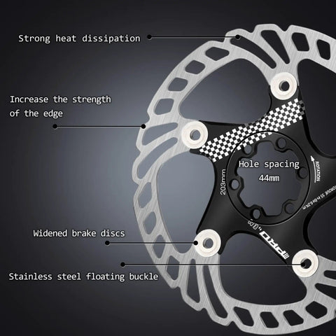 Floating 6 Bolt Disc Brake Rotor For MTB Road Bike And BMX, stainless steel, highlighting heat dissipation and features