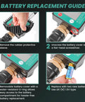 Battery replacement guide for Digital Oil Control Valve Flow Meter Dispenser Nozzle with step-by-step instructions.