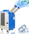 Heavy Duty Portable Air Conditioner 18,700 BTU Industrial Spot Cooler With 780 m3/h Airflow 220V 1800W double column design with two vents.