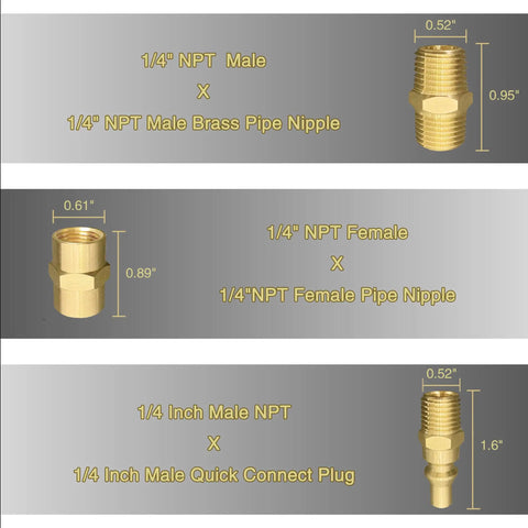 7 Piece Propane Quick Connect Fittings Set For RV To Grill Hookups With 3/8 Inch Flare To 1/4 Inch NPT Male Adapters displayed