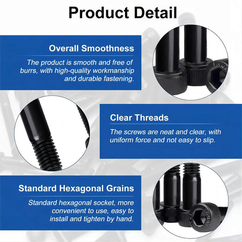 Overall Smoothness, Clear Threads, and Standard Hexagonal Grains of Straight Up Heavy Duty M8 x 105mm Hex Socket Head Cap Screws.
