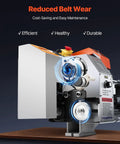 VEVOR Precision Benchtop Metal Lathe 8.7 X 18 In showing reduced belt wear and efficient maintenance features.