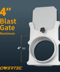 Pro Grade 4 Inch Aluminum Blast Gate For Dust Collection System with Self Cleaning Clog Proof Groove, front view