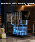 Smooth Crew Countertop Nugget Ice Maker With Tap On Dispenser features an advanced self-cleaning system with transparent design.