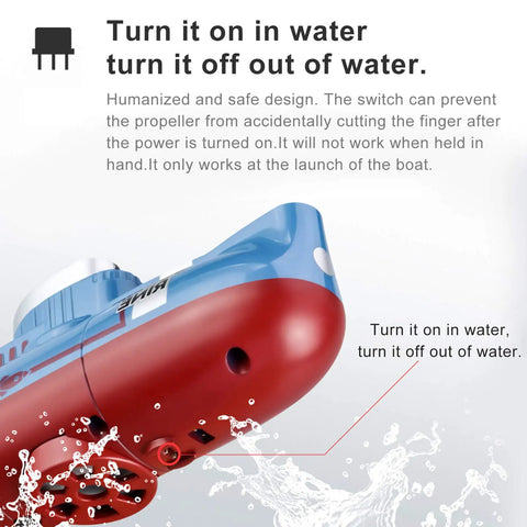 Cool Mini RC Submarine Remote Control Boat Waterproof Diving Toy With 3 Motors For Up Down Forward Back 360 Spin Realistic Dive Action For Pool Beach Outdoor Play Blue in water operation instruction image