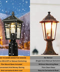 Dusk To Dawn Post Mount Outdoor Light Head With Seeded Glass For Garden Park, Energy Saving Pier Lamp, Photocell Sensor