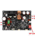 Knockout Durability DC Buck Converter With Crisp Digital Meter, showing input/output connections and DIP switch, compact design.