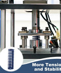 Two Blue Heavy Duty Compression Springs For 3D Printers And Mechanical Gear With 3 4 Inch O D And 2 5 Inch Length Made From Tough Alloy Steel That Lasts A Lifetime in a testing machine.