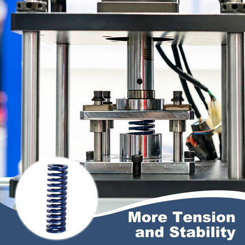 Two Blue Heavy Duty Compression Springs For 3D Printers And Mechanical Gear With 3 4 Inch O D And 2 5 Inch Length Made From Tough Alloy Steel That Lasts A Lifetime in a testing machine.