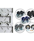Ultra Rugged Heavy Duty Steel Platform Hand Truck Foldable Four Wheel Dolly Trolley wheel set showcasing diverse wheel types for smooth moving.