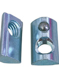 Close-up of Durable 1045 Steel Ball Spring T Nut Roll In With Zinc Finish for One Quarter Twenty Thread Fits Fifteen Series and Forty Series