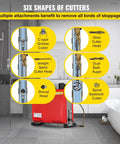 Six types of cutters for Heavy Duty Handheld Electric Drain Auger Kicks Serious Sink And Toilet Plug Ups Fast.