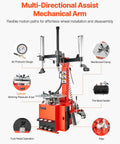 Multi-directional assist arm of Electric Tire Changer And Balancer Combo with 18 inch spindle and 2HP motor.