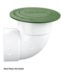 Easy Install Workhorse Pop Up Drainage Emitter For 3-Inch And 4-Inch Sewer And Drain Fittings, Green with uncoupled elbow