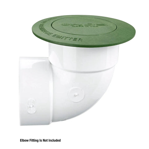Easy Install Workhorse Pop Up Drainage Emitter For 3-Inch And 4-Inch Sewer And Drain Fittings, Green with uncoupled elbow