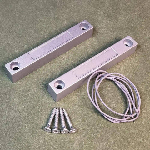 Wired Magnetic Reed Door Contact Sensor With Two Wires For Normally Closed NC Applications, zinc alloy, screws and cables included